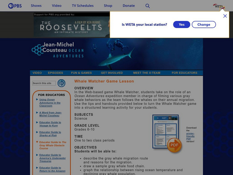 Pbs Teachers: Whale Watcher Game Lesson Lesson Plan Pbs Teachers: Whale Watcher Game Lesson Lesson Plan