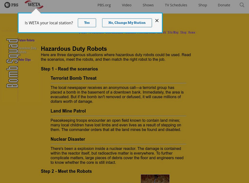 Pbs Teachers:hazardous Duty Robots Activity Pbs Teachers:hazardous Duty Robots Activity