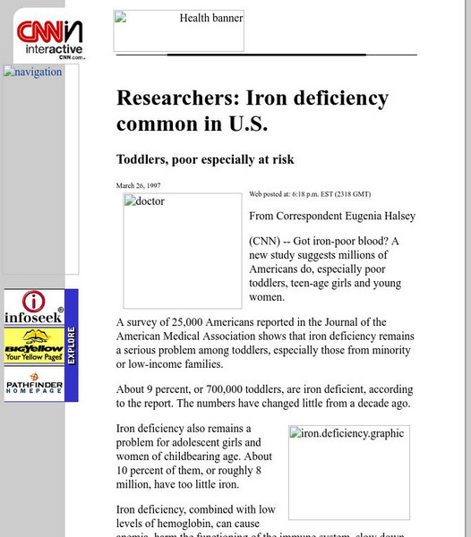 Cnn: Researchers: Iron Deficiency Common in u.s. Article Cnn: Researchers: Iron Deficiency Common in u.s. Article