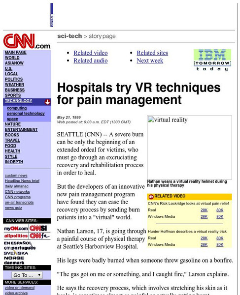 Cnn: Hospitals Try Vr Techniques for Pain Management Handout