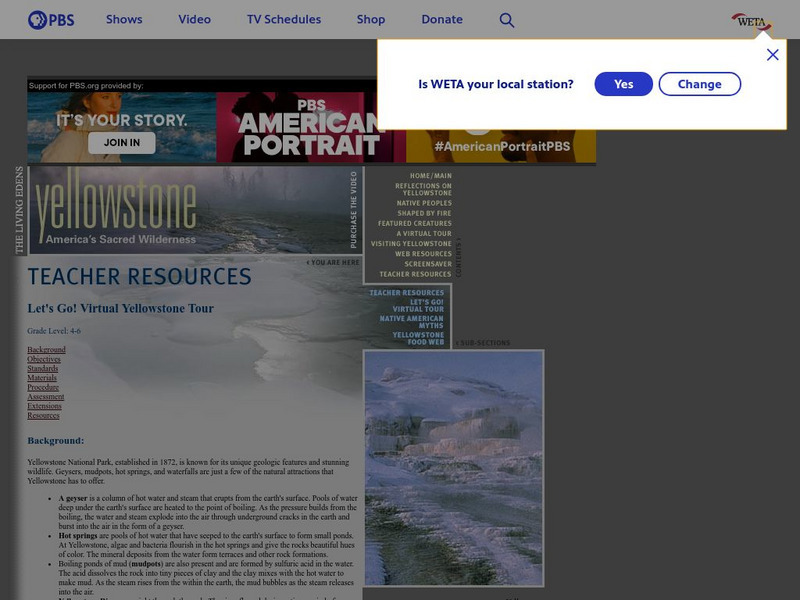 Pbs Teachers:yellowstone: Let's Go! Virtual Yellowstone Tour Handout Pbs Teachers:yellowstone: Let's Go! Virtual Yellowstone Tour Handout
