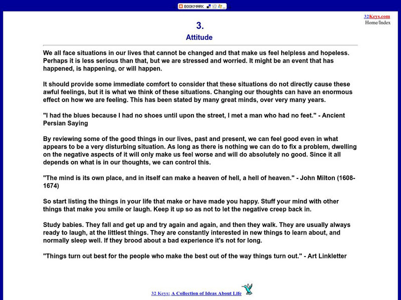 32 Keys: A Collection of Ideas About Life: Attitude Activity 32 Keys: A Collection of Ideas About Life: Attitude Activity