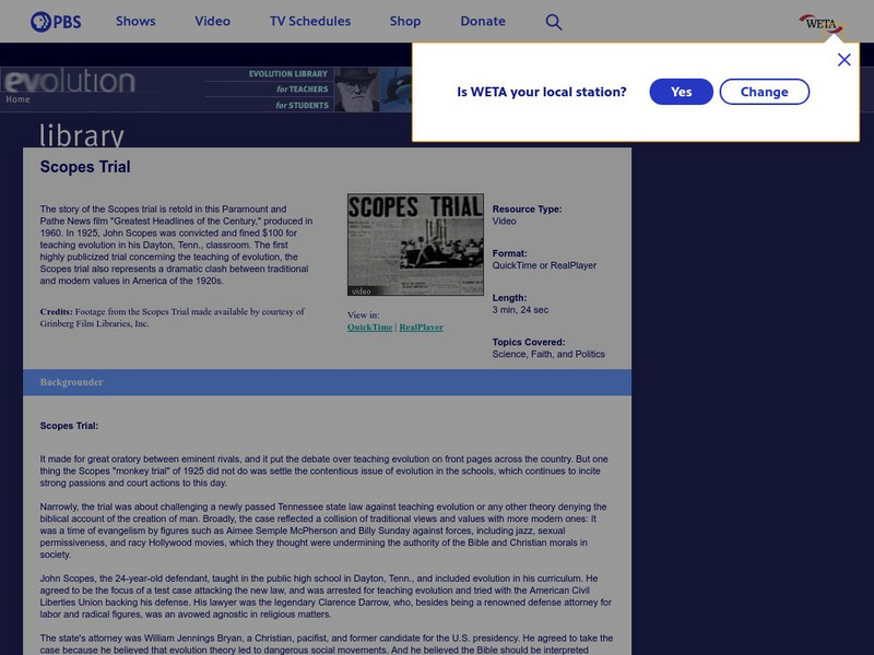 Pbs Teachers: Scopes Trial Instructional Video