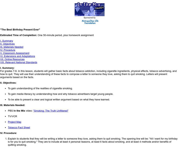 Pbs Teachers: The Best Birthday Present Ever Lesson Plan Pbs Teachers: The Best Birthday Present Ever Lesson Plan