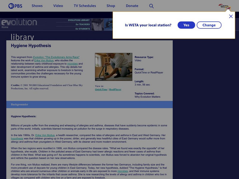 Pbs Teachers: Hygiene Hypothesis Instructional Video
