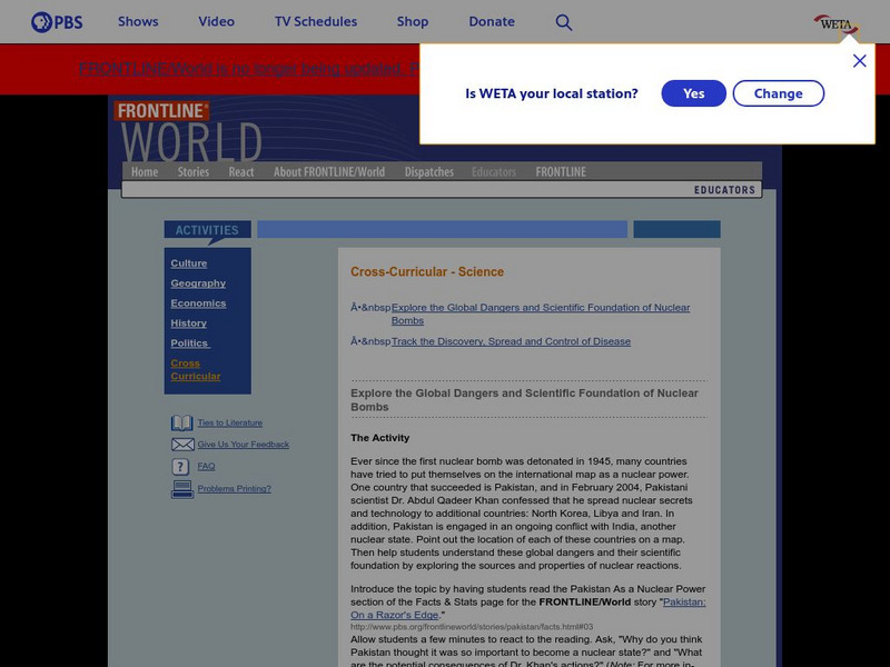 Pbs Teachers: Cross Curricular: Science Activity Pbs Teachers: Cross Curricular: Science Activity