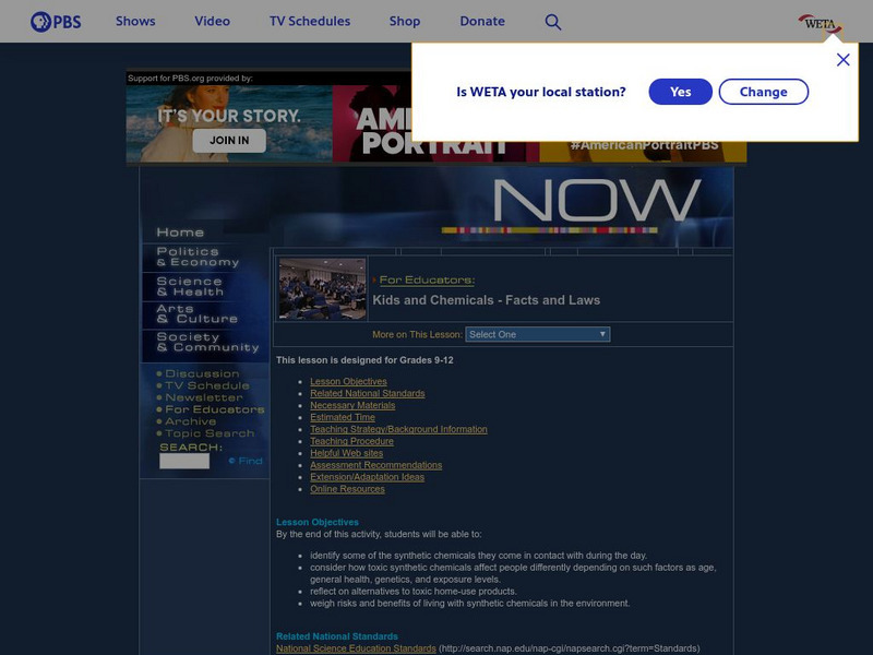 Now With Bill Moyers: Kids and Chemicals: Facts and Laws Lesson Plan Now With Bill Moyers: Kids and Chemicals: Facts and Laws Lesson Plan