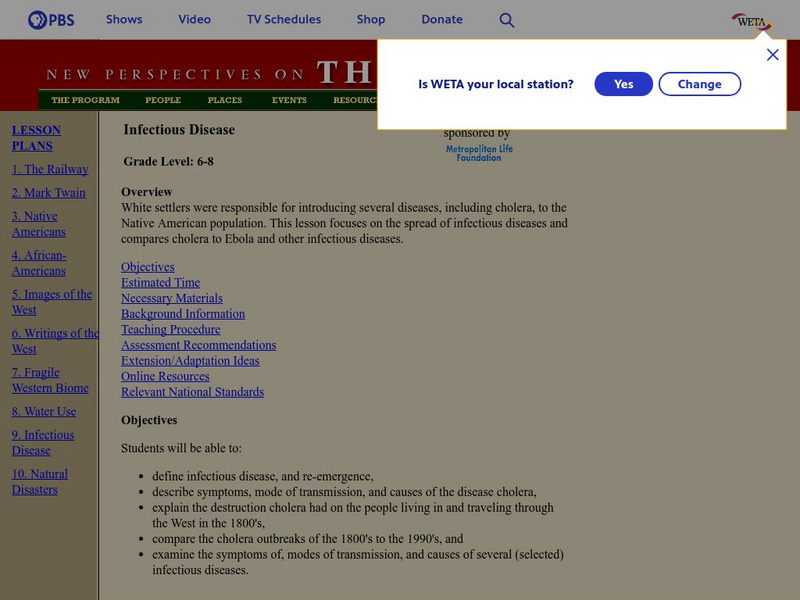 Pbs Teachers: Infectious Disease Lesson Plan Pbs Teachers: Infectious Disease Lesson Plan