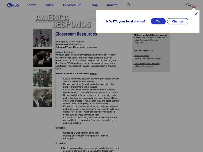 Pbs Teachers: Emergency Preparedness Lesson Plan Pbs Teachers: Emergency Preparedness Lesson Plan