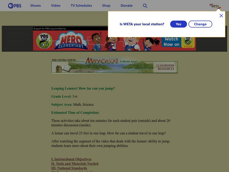 Pbs Teachers: Madagascar: Leaping Lemurs Lesson Plan Pbs Teachers: Madagascar: Leaping Lemurs Lesson Plan