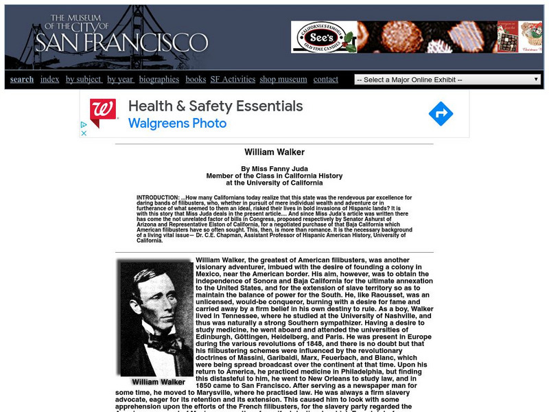 Virtual Museum of the City of San Francisco: William Walker Handout Virtual Museum of the City of San Francisco: William Walker Handout