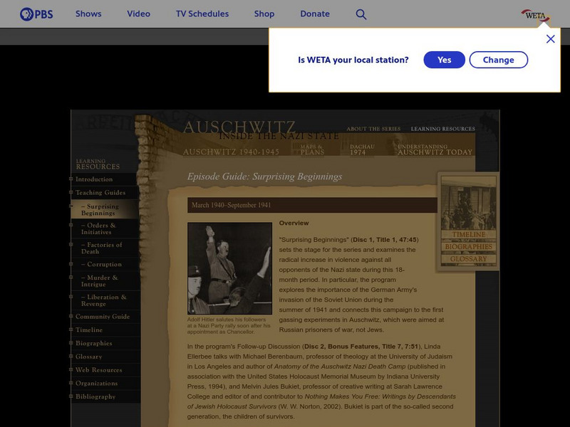 Pbs Teachers: Auschwitz: Surprising Beginnings (Episode Guide) Lesson Plan Pbs Teachers: Auschwitz: Surprising Beginnings (Episode Guide) Lesson Plan