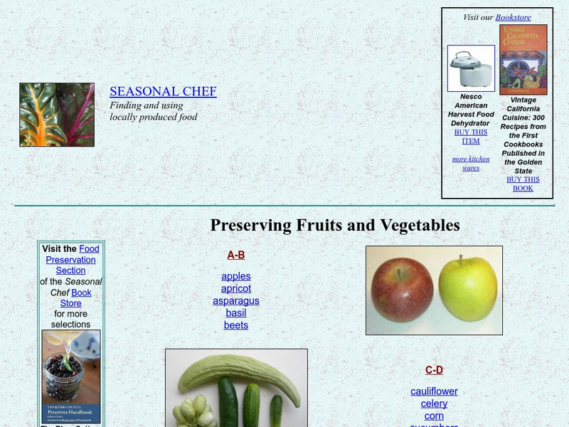 Seasonal Chef: Preserving Fruits and Vegetables Handout Seasonal Chef: Preserving Fruits and Vegetables Handout