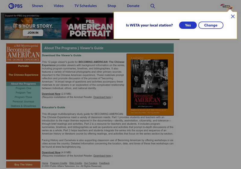 Pbs Teachers: Becoming American: The Chinese Experience (Educator's Guide) Unit Plan Pbs Teachers: Becoming American: The Chinese Experience (Educator's Guide) Unit Plan