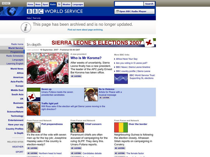 Bbc: Sierra Leone Elections 2007 Audio Bbc: Sierra Leone Elections 2007 Audio