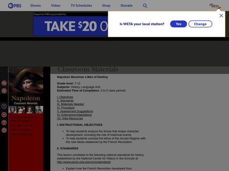 Pbs: Napoleon Becomes a Man of Destiny (Lesson Plan) Lesson Plan Pbs: Napoleon Becomes a Man of Destiny (Lesson Plan) Lesson Plan