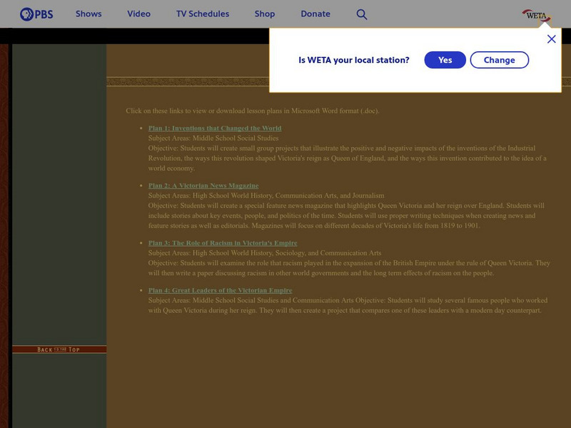 Pbs: Queen Victoria's Empire (Lesson Plans) Lesson Plan Pbs: Queen Victoria's Empire (Lesson Plans) Lesson Plan