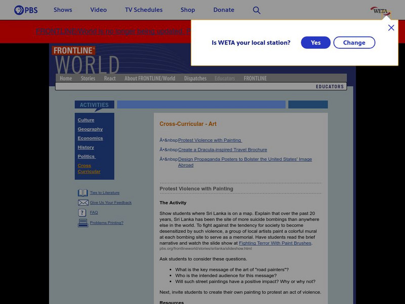 Pbs Teachers: Cross Curricular Art Lessons From Frontline/world Activity Pbs Teachers: Cross Curricular Art Lessons From Frontline/world Activity