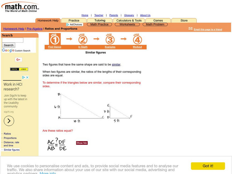 Math.com: Similar Figures Unit Plan
