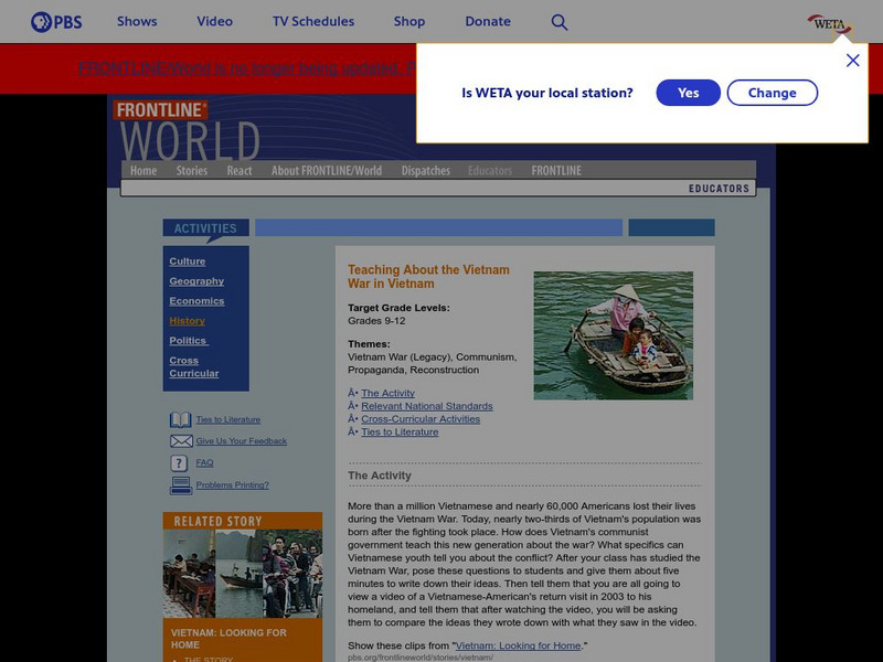 Pbs Teachers: Vietnam War (History Teaching Activity) Website Pbs Teachers: Vietnam War (History Teaching Activity) Website