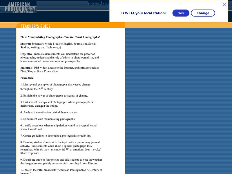 Pbs Teachers: American Photography: A Century of Images (Teacher's Guide) Lesson Plan Pbs Teachers: American Photography: A Century of Images (Teacher's Guide) Lesson Plan