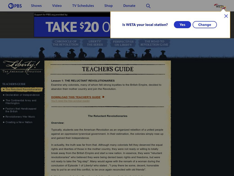 Pbs Teachers: Liberty! The American Revolution (Teacher's Guide) Lesson Plan Pbs Teachers: Liberty! The American Revolution (Teacher's Guide) Lesson Plan