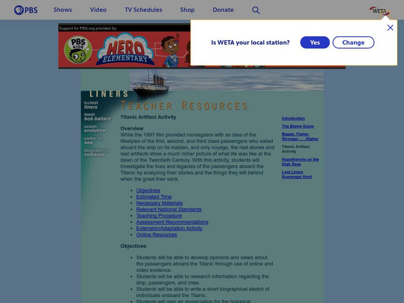 Pbs: Lost Liners (Teacher Resources) Lesson Plan Pbs: Lost Liners (Teacher Resources) Lesson Plan