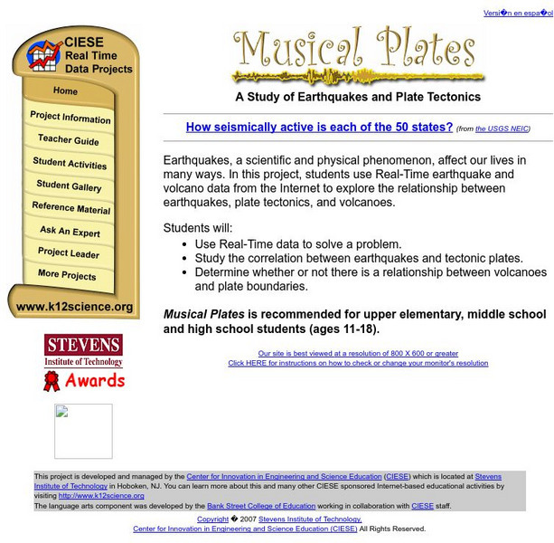 Ciese: Musical Plates: A Study of Earthquakes and Plate Tectonics Activity Ciese: Musical Plates: A Study of Earthquakes and Plate Tectonics Activity