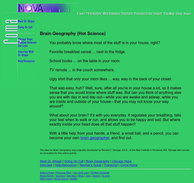 Pbs: Brain Geography Activity Pbs: Brain Geography Activity