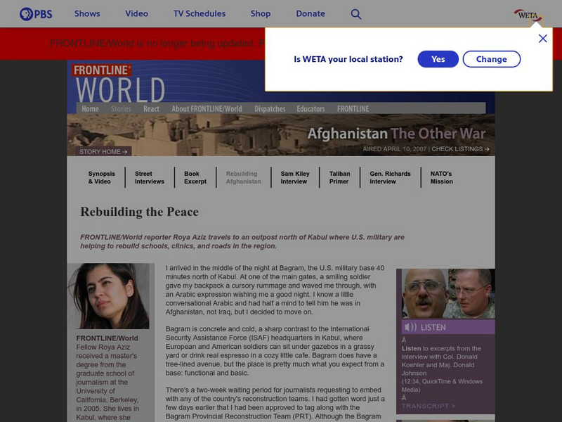 Pbs Frontline: Rebuilding the Peace Activity