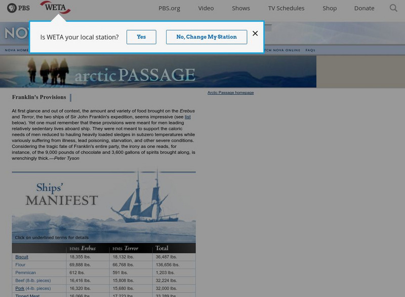Pbs: Nova: Arctic Passage: Franklin's Provisions Instructional Video