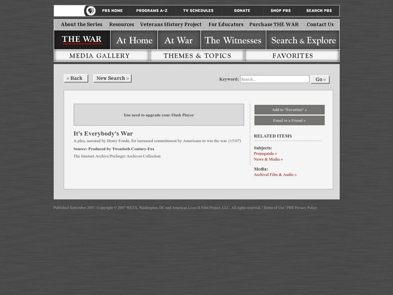 The War: It's Everybody's War Instructional Video The War: It's Everybody's War Instructional Video