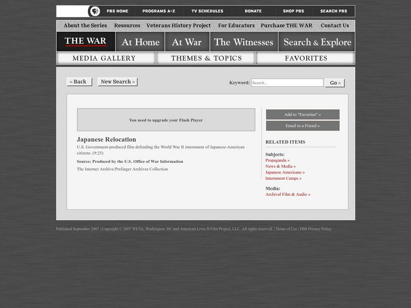 Pbs: The War: Japanese Relocation Instructional Video Pbs: The War: Japanese Relocation Instructional Video