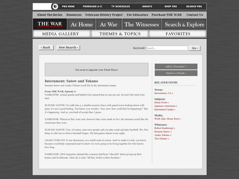 Pbs: The War: Internment Camps Instructional Video Pbs: The War: Internment Camps Instructional Video