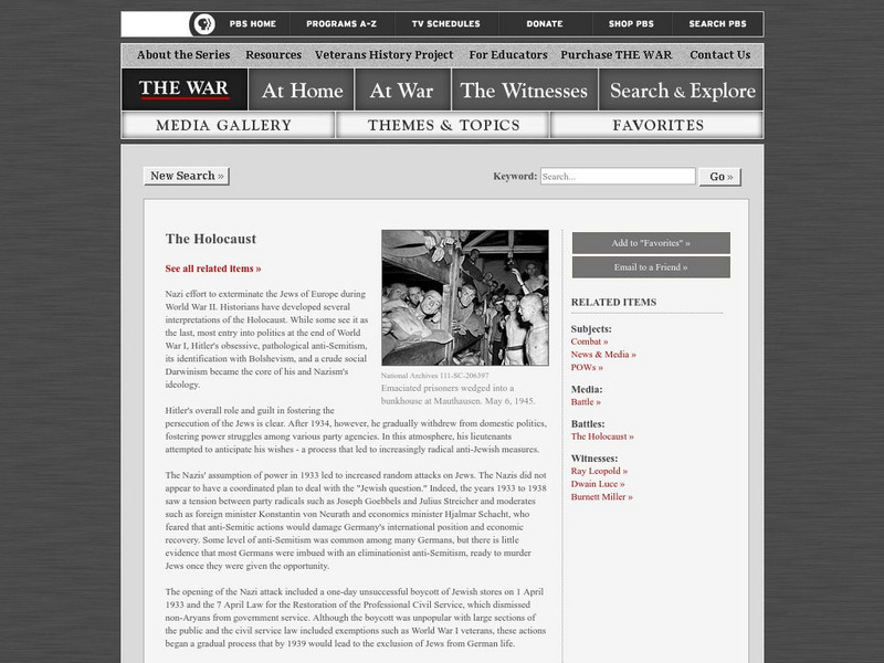 Pbs: The War: The Holocaust Website Pbs: The War: The Holocaust Website