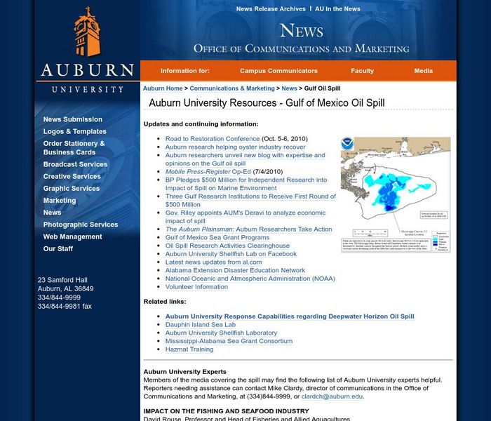 Auburn University: Resources on the Gulf of Mexico Oil Spill Website Auburn University: Resources on the Gulf of Mexico Oil Spill Website