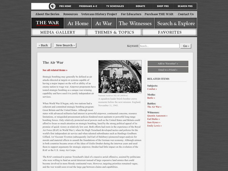 Pbs: The War: The Air War (World War Ii Airpower) Instructional Video Pbs: The War: The Air War (World War Ii Airpower) Instructional Video