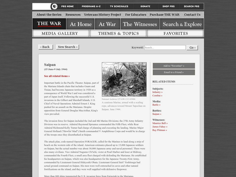 Pbs: The War: Saipan Article Pbs: The War: Saipan Article