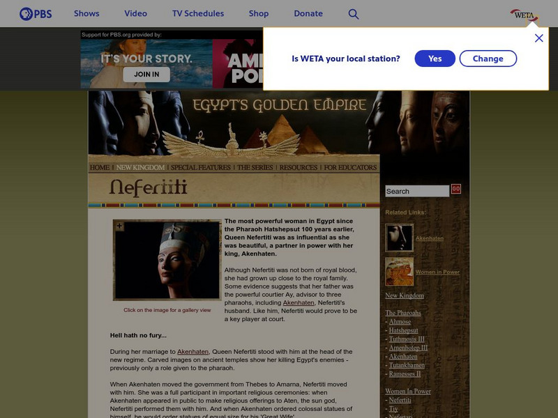 Pbs: Egypt's Golden Kingdom: Nefertiti Instructional Video