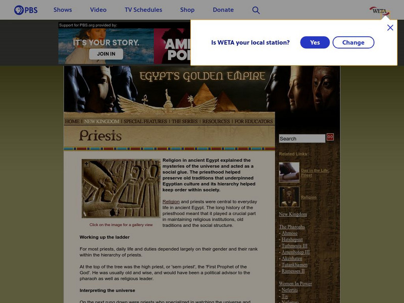 Pbs: Egypt's Golden Kingdom: Priests Website Pbs: Egypt's Golden Kingdom: Priests Website