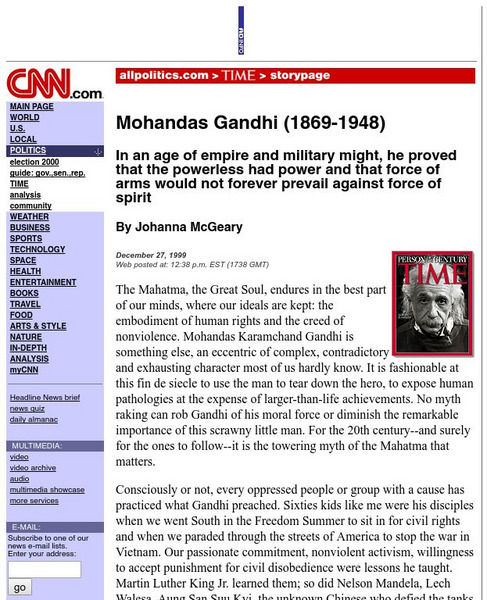 Cnn: Mohandas Gandhi (1869 1948) Website Cnn: Mohandas Gandhi (1869 1948) Website
