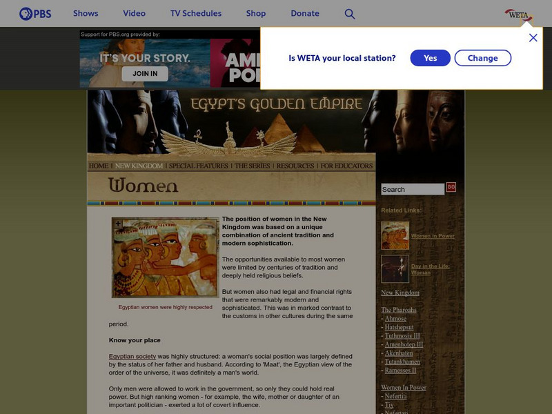 Pbs: Egypt's Golden Kingdom: Women Website Pbs: Egypt's Golden Kingdom: Women Website