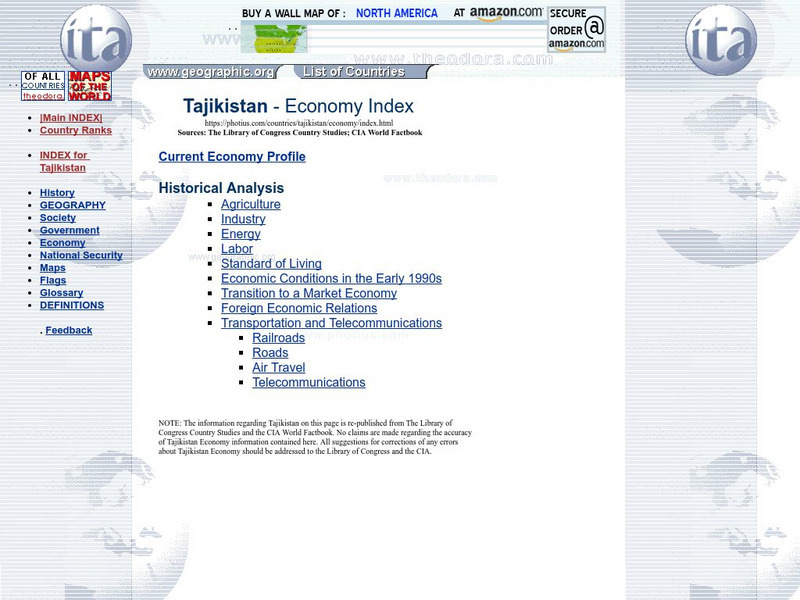 Photius: Tajikistan: Economy Index Handout Photius: Tajikistan: Economy Index Handout