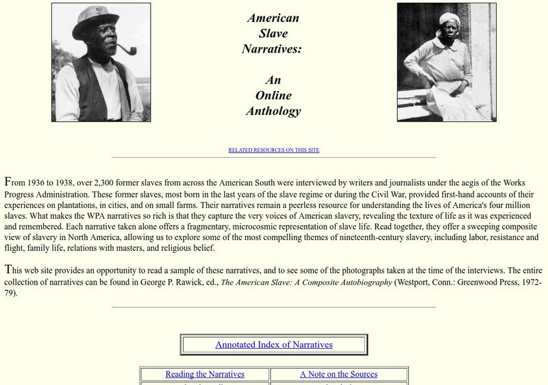 University of Virginia: American Slave Narratives: An Online Anthology Primary University of Virginia: American Slave Narratives: An Online Anthology Primary