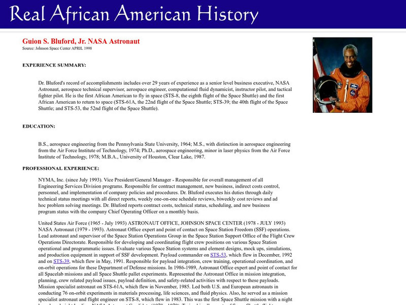 Real African American Heroes: Guion S. Bluford, Jr. Website Real African American Heroes: Guion S. Bluford, Jr. Website