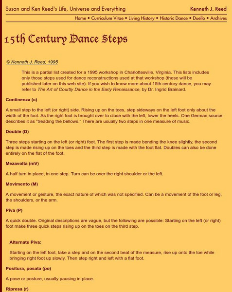 15th Century Dance Steps Handout