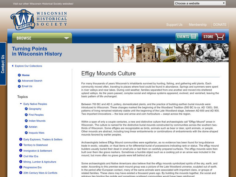 Turning Points in Wisconsin History: Effigy Mounds Culture Website Turning Points in Wisconsin History: Effigy Mounds Culture Website