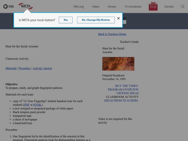 Nova Teachers: Hunt for the Serial Arsonist: Classroom Activity Website Nova Teachers: Hunt for the Serial Arsonist: Classroom Activity Website
