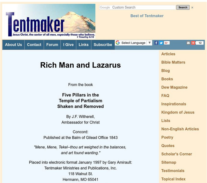 Rich Man and Lazarus Primary