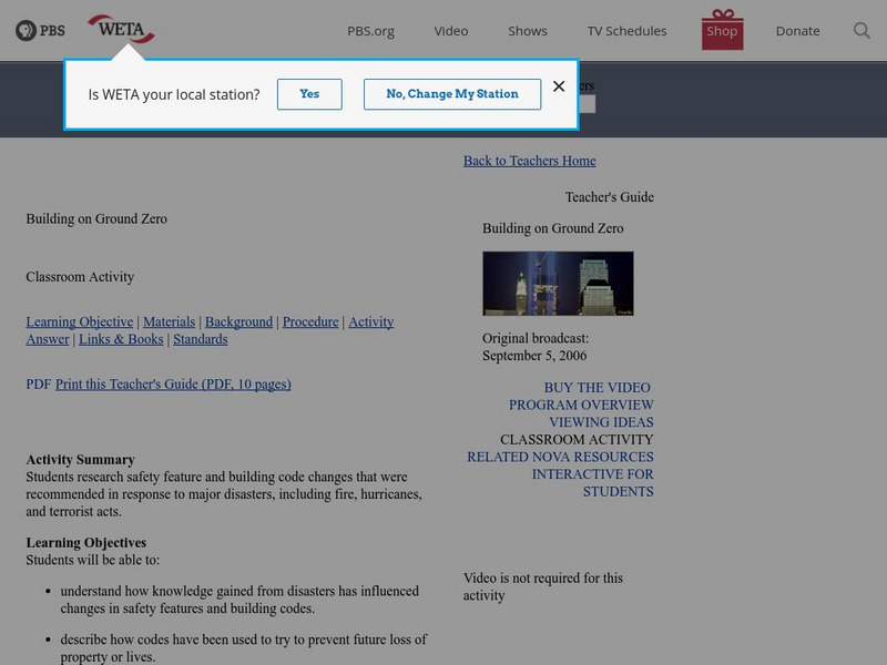 Pbs Nova Teachers: Building on Ground Zero Lesson Plan